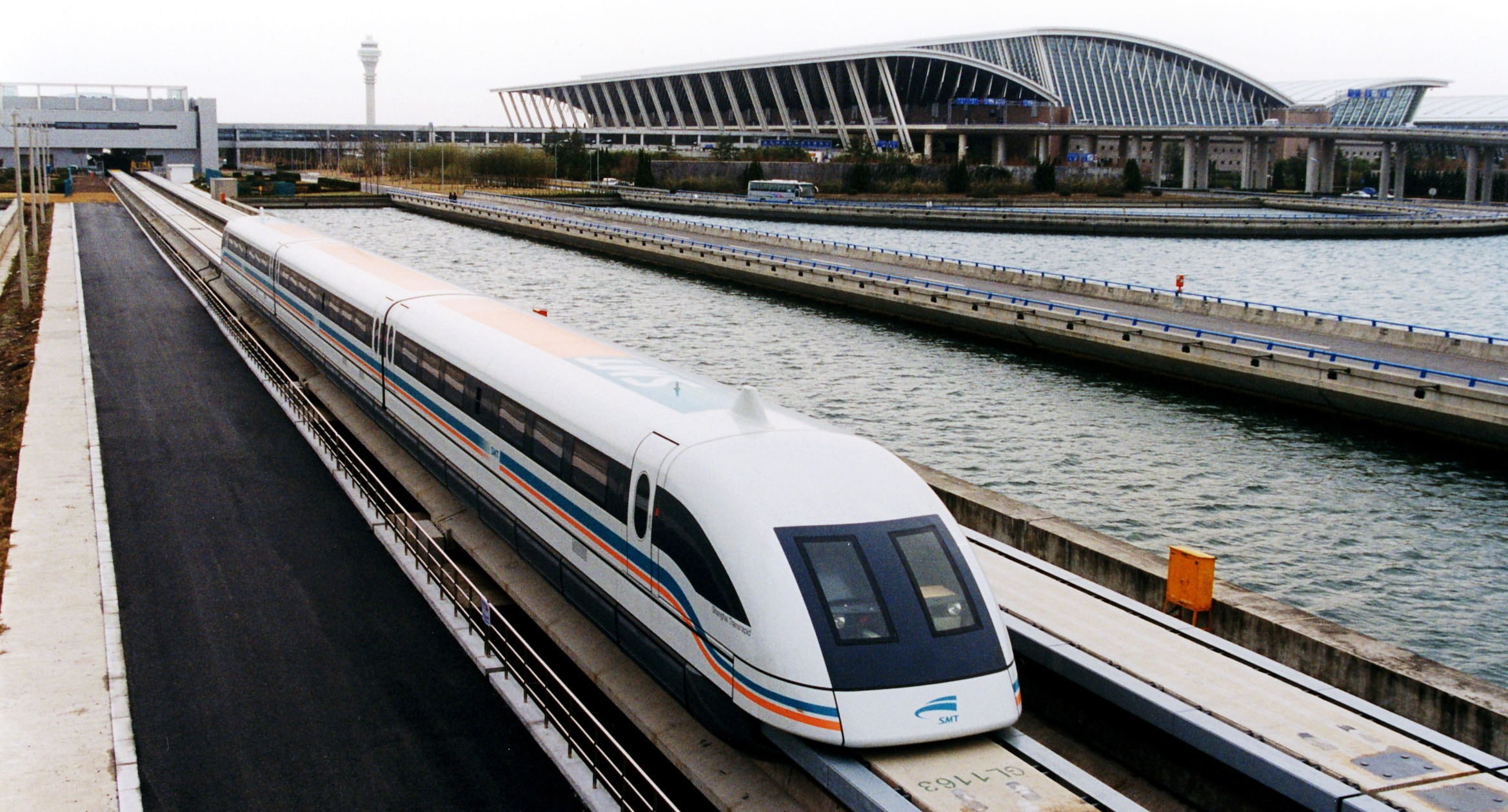 Maglev train at airport station