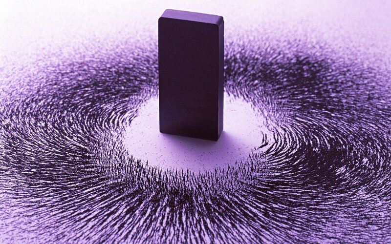 Magnet with Iron Filings — Purple