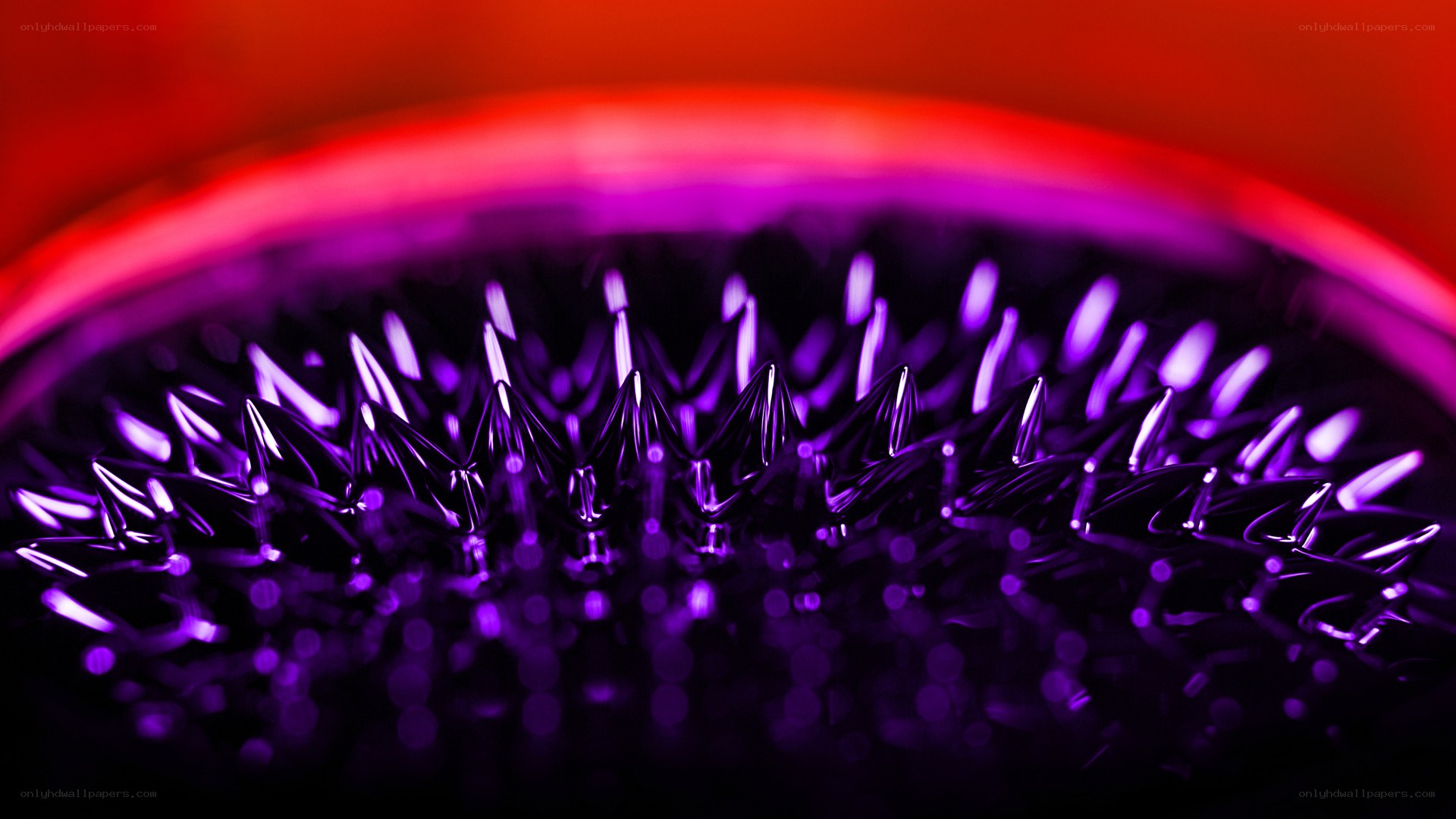 Magnetic spikes under purple light