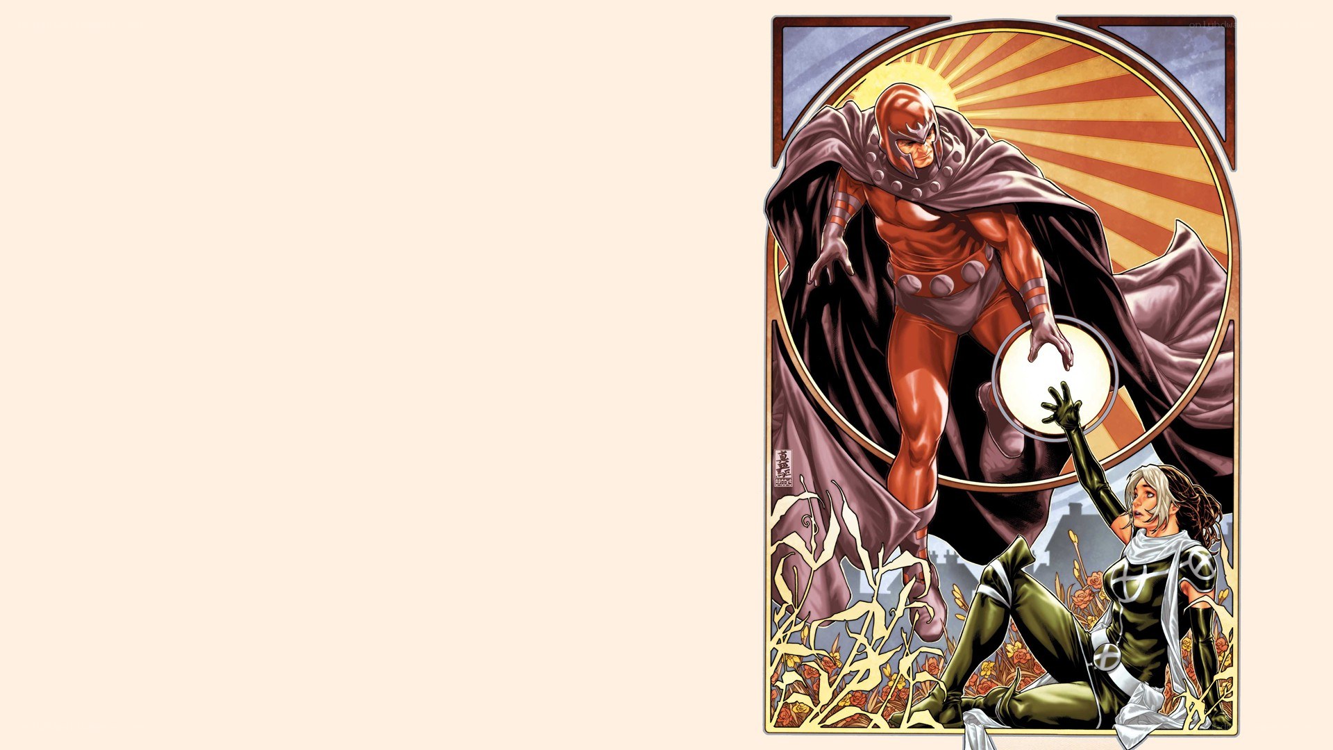 Magneto and Rogue comic art