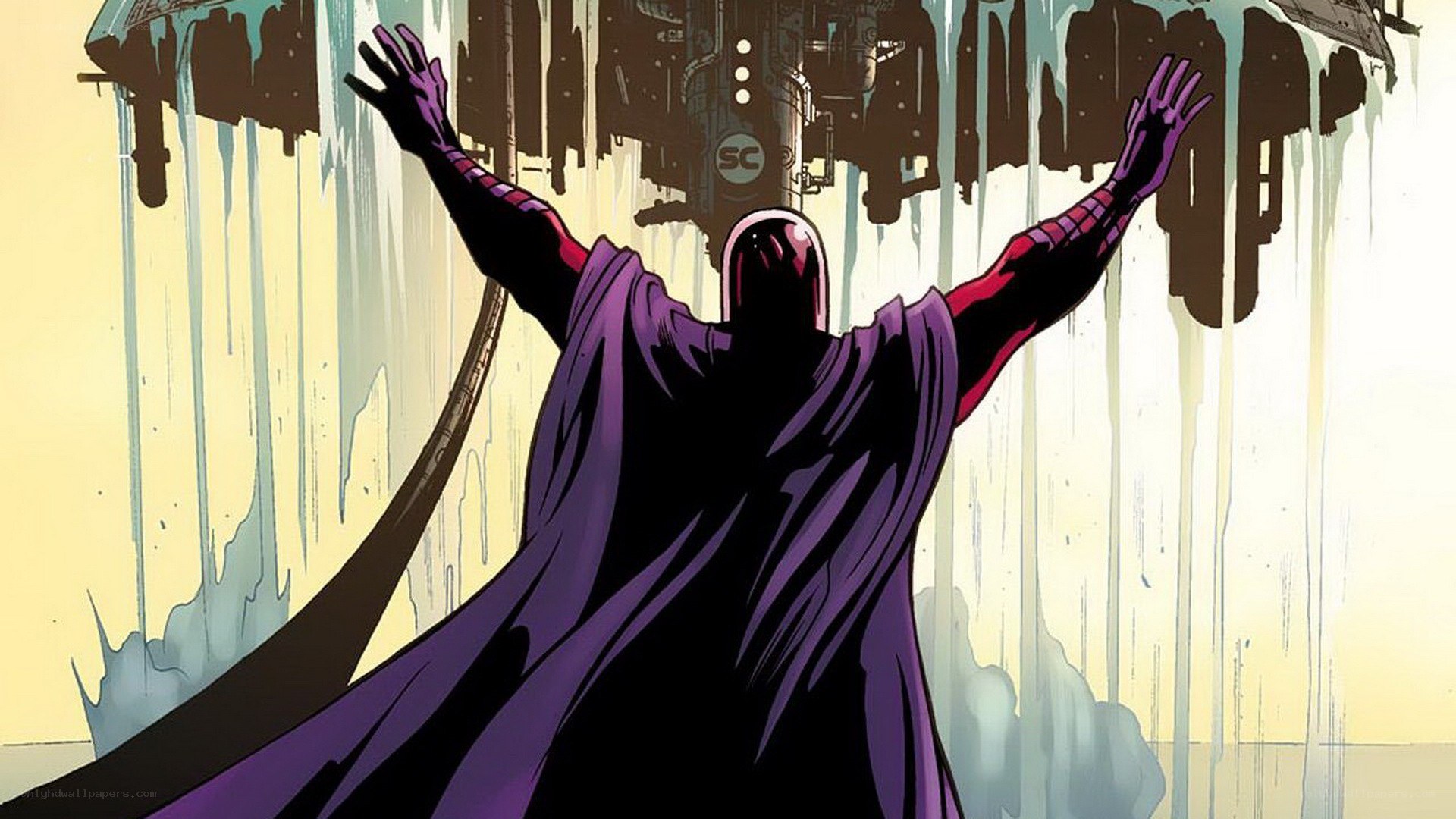 magneto in a ruined city