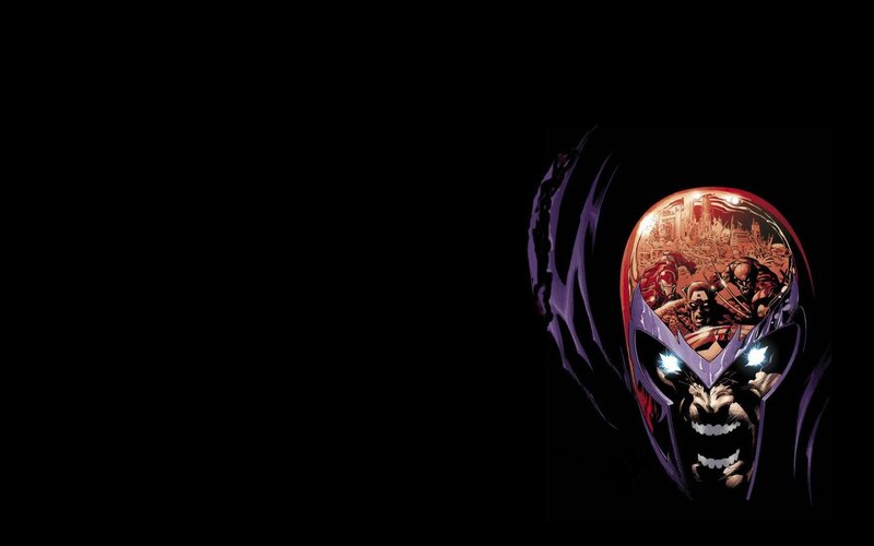Magneto's helmet with heroes inside