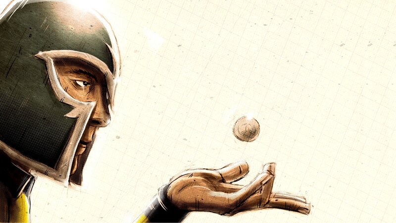 Magneto Tossing a Coin — Brown
