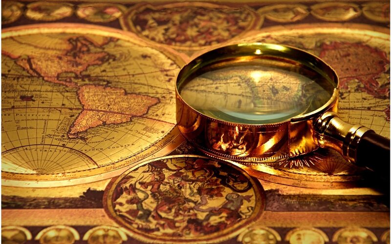 Magnifying Glass on Map — Gold