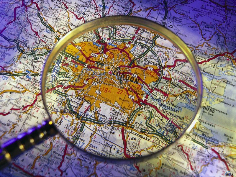 Magnifying Glass on Map — Yellow
