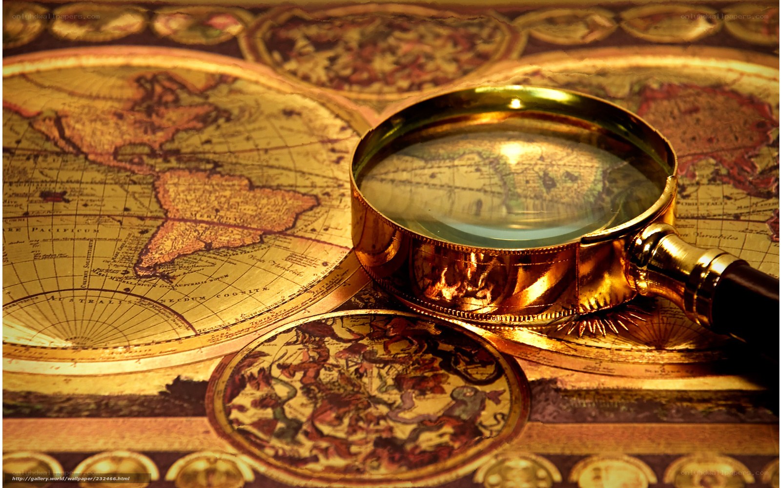 magnifying glass on old map
