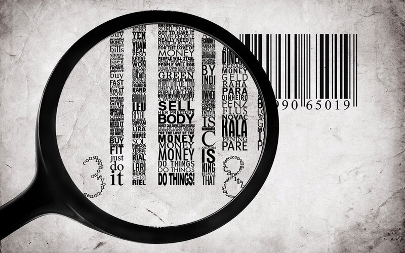 magnifying glass over text and barcode