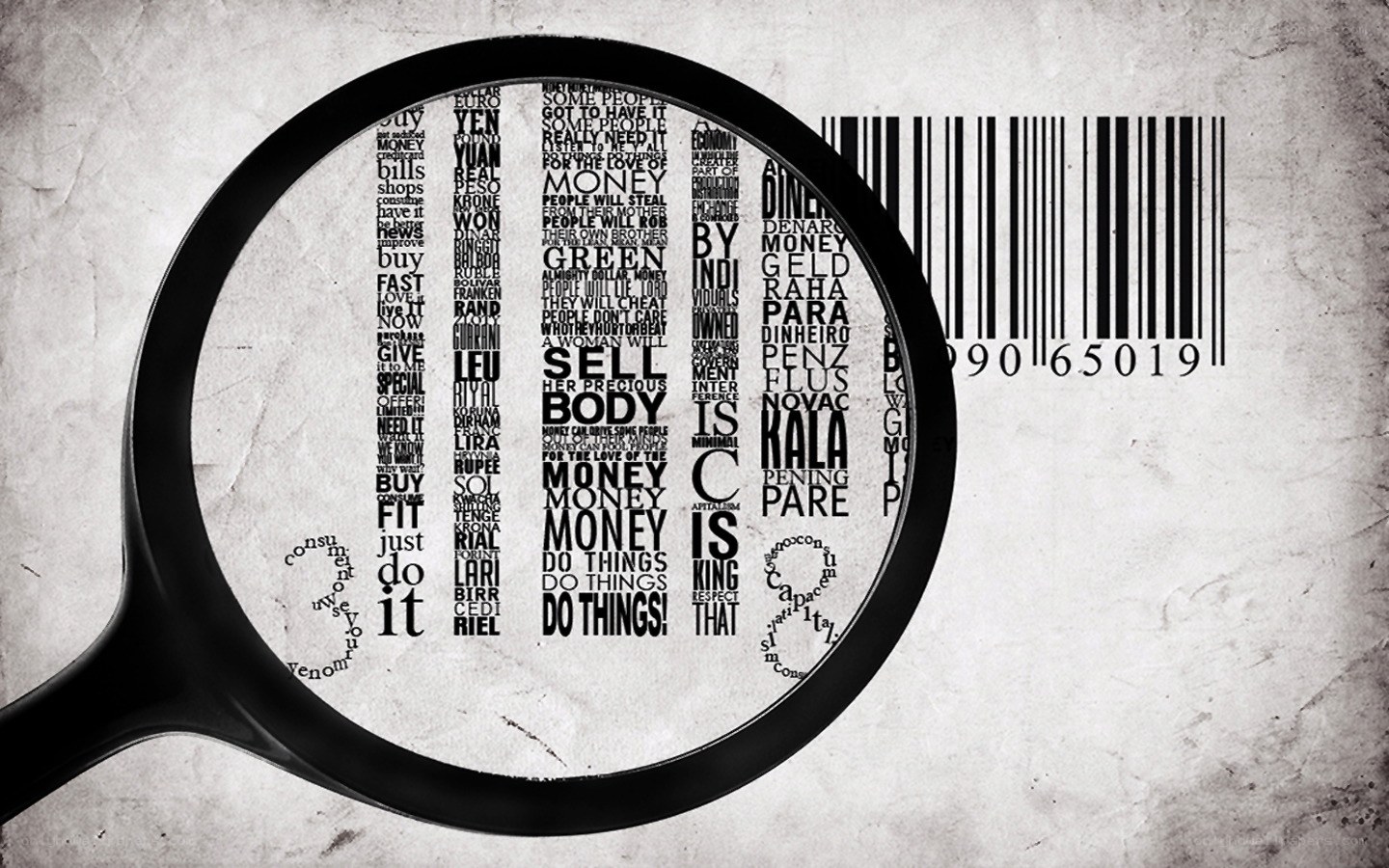 magnifying glass over text and barcode