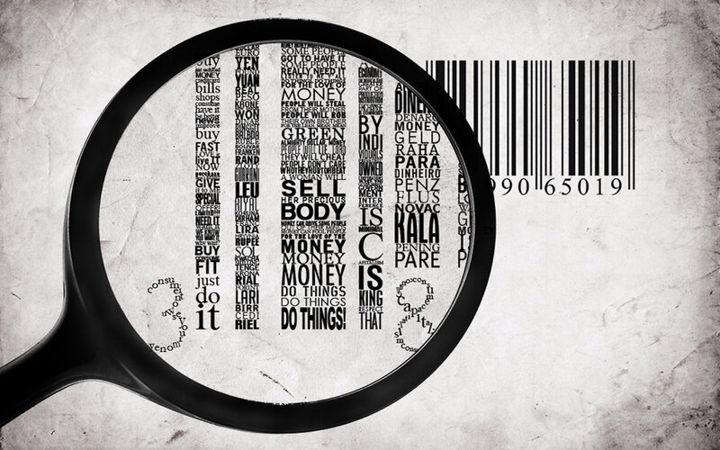 magnifying glass over text and barcode