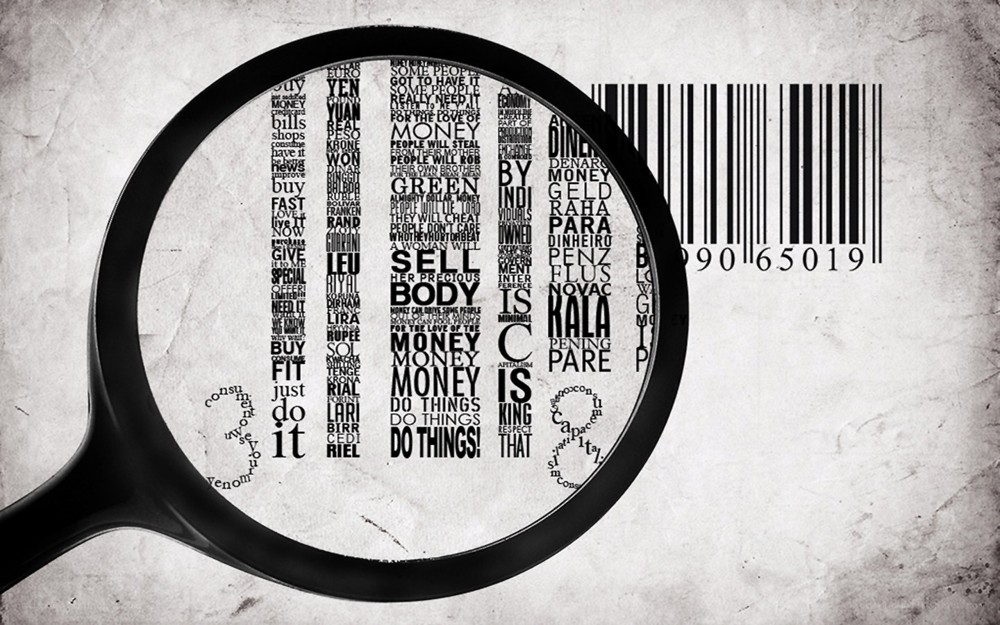magnifying glass over text and barcode