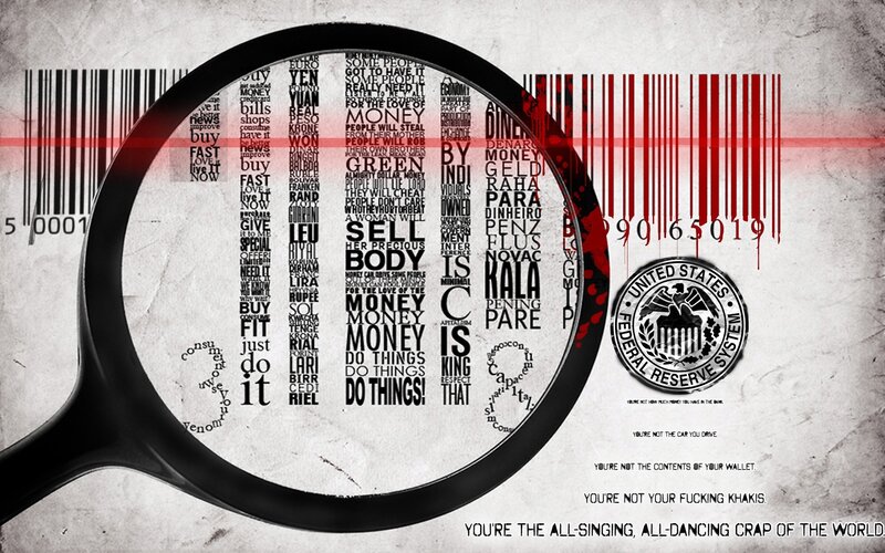 magnifying glass over text collage