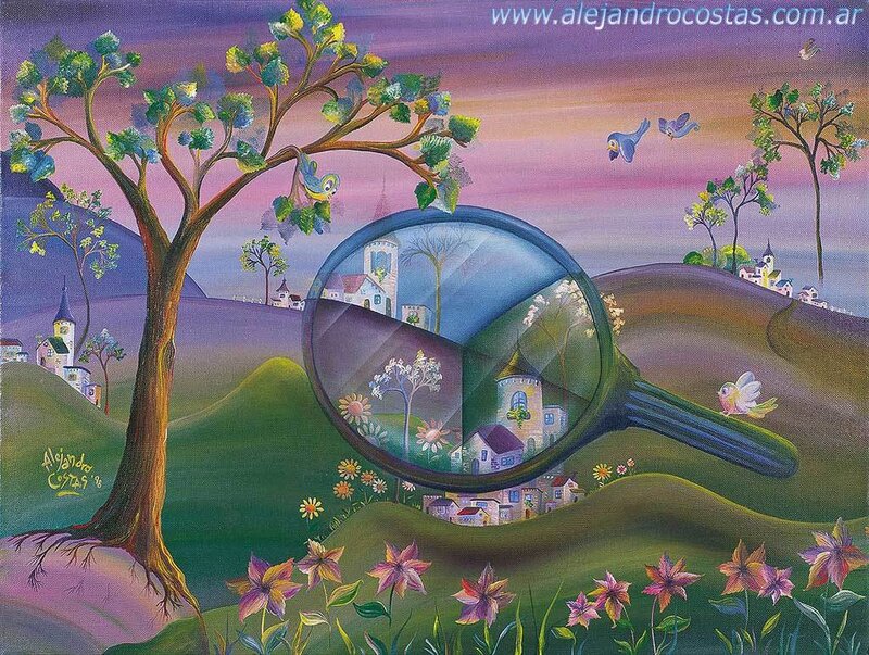 Magnifying Glass over Village