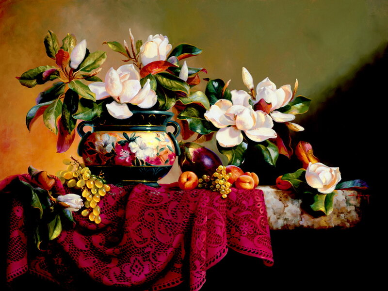 Magnolia Flowers and Fruit