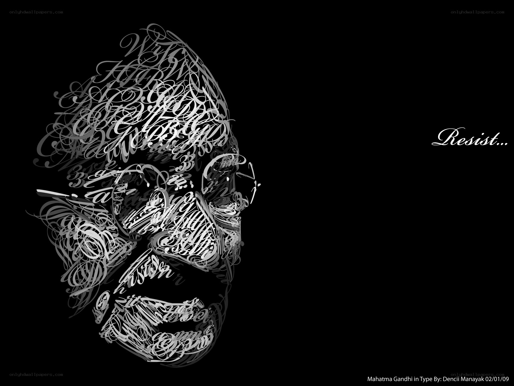 Mahatma Gandhi typographic portrait