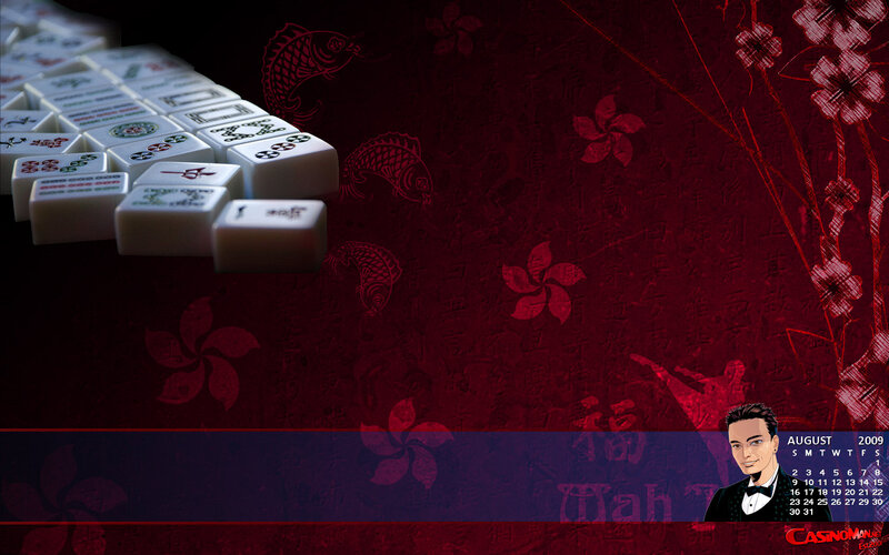 Mahjong Tiles and Calendar — Red, Dramatic