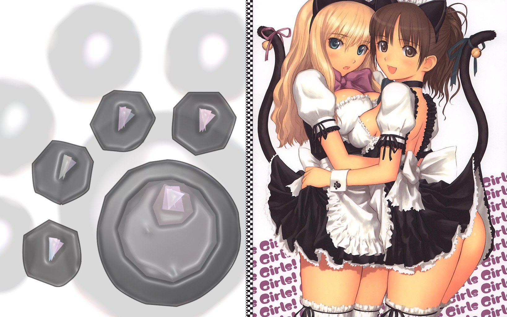 Maid anime art with plates