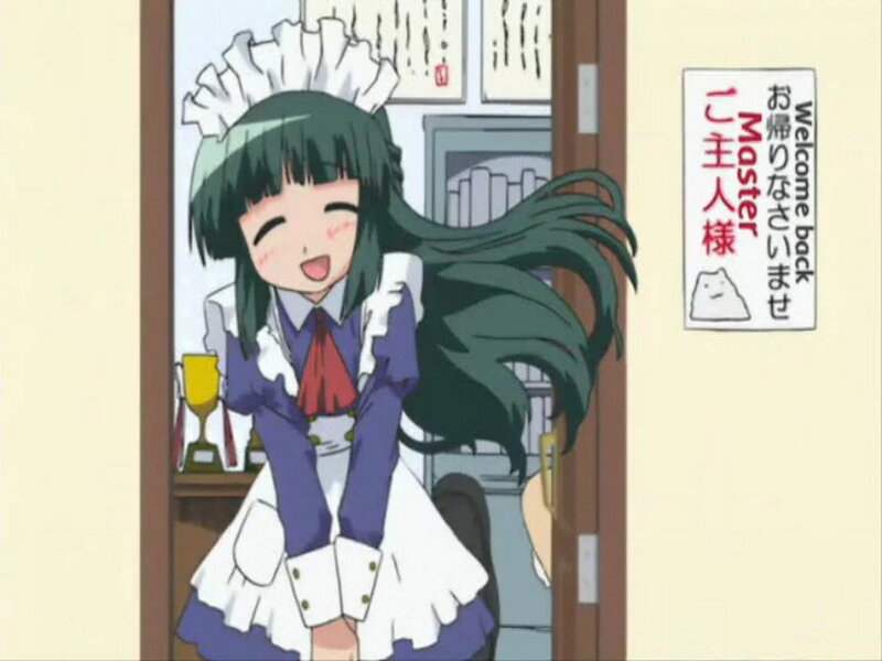 maid anime character welcomes master