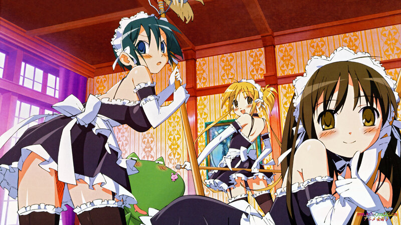 maid anime characters in a room