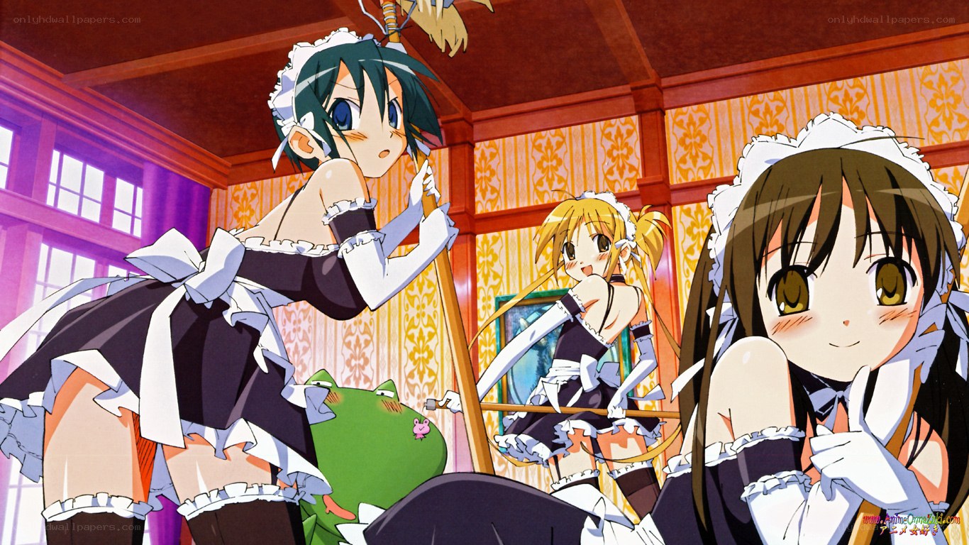 maid anime characters in a room