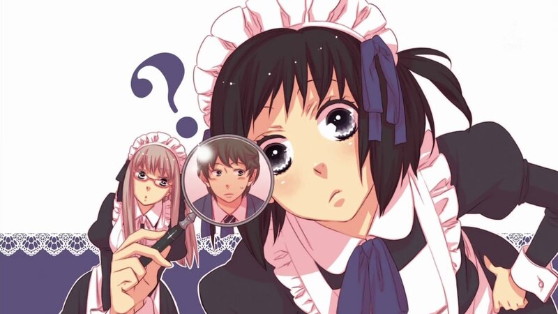 maid anime characters with magnifying glass