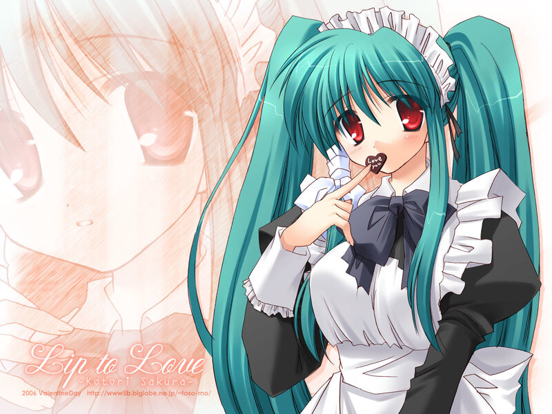 Maid anime girl with heart