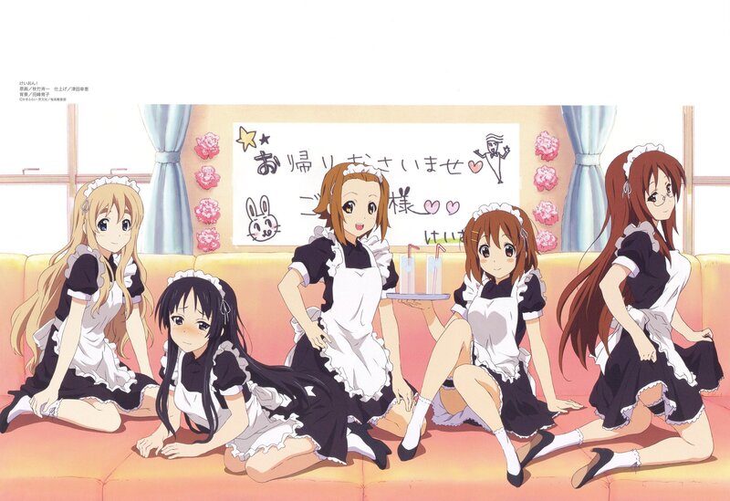Maid cafe girls on a couch