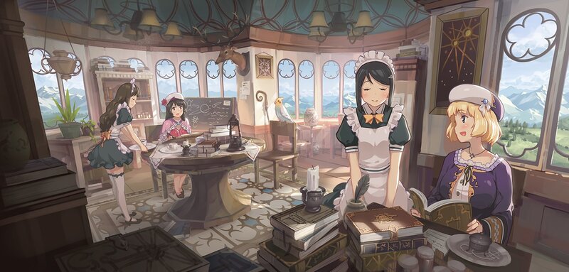 Maid cafe with students