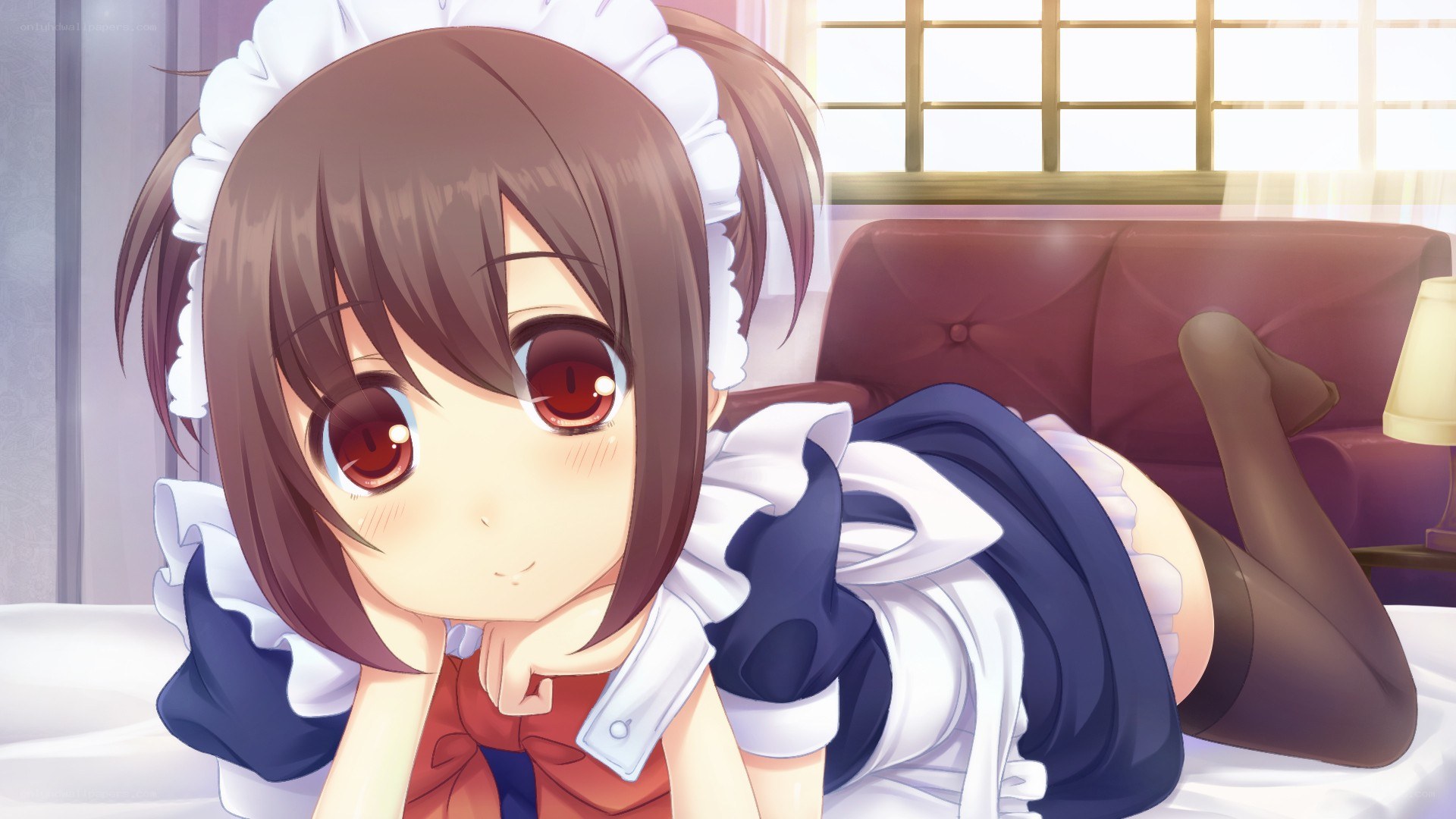 maid character on a bed