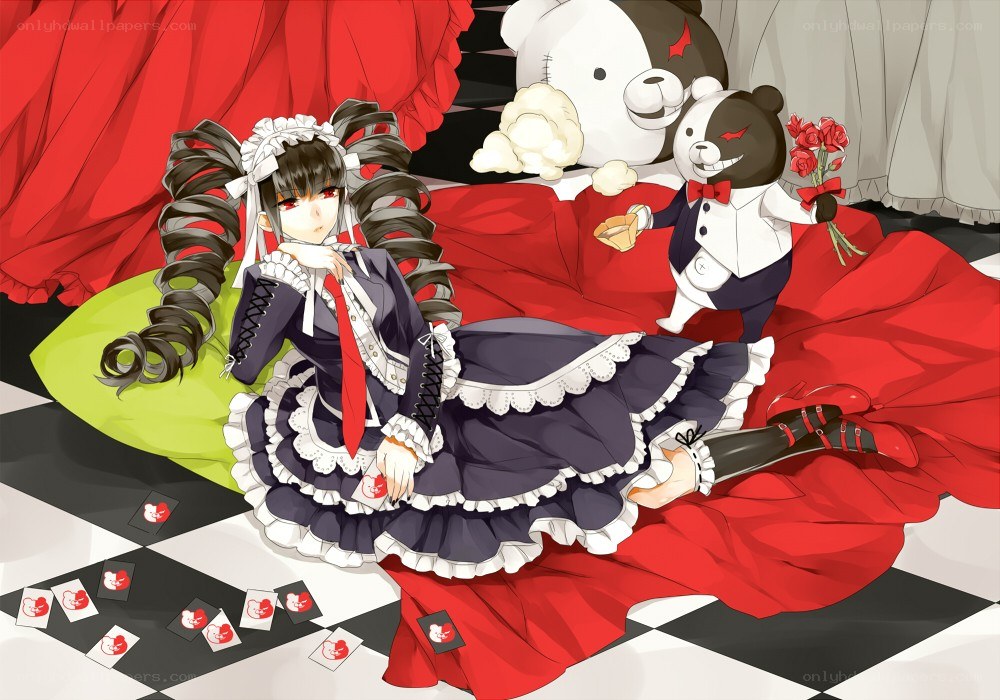 Maid character with bear figures