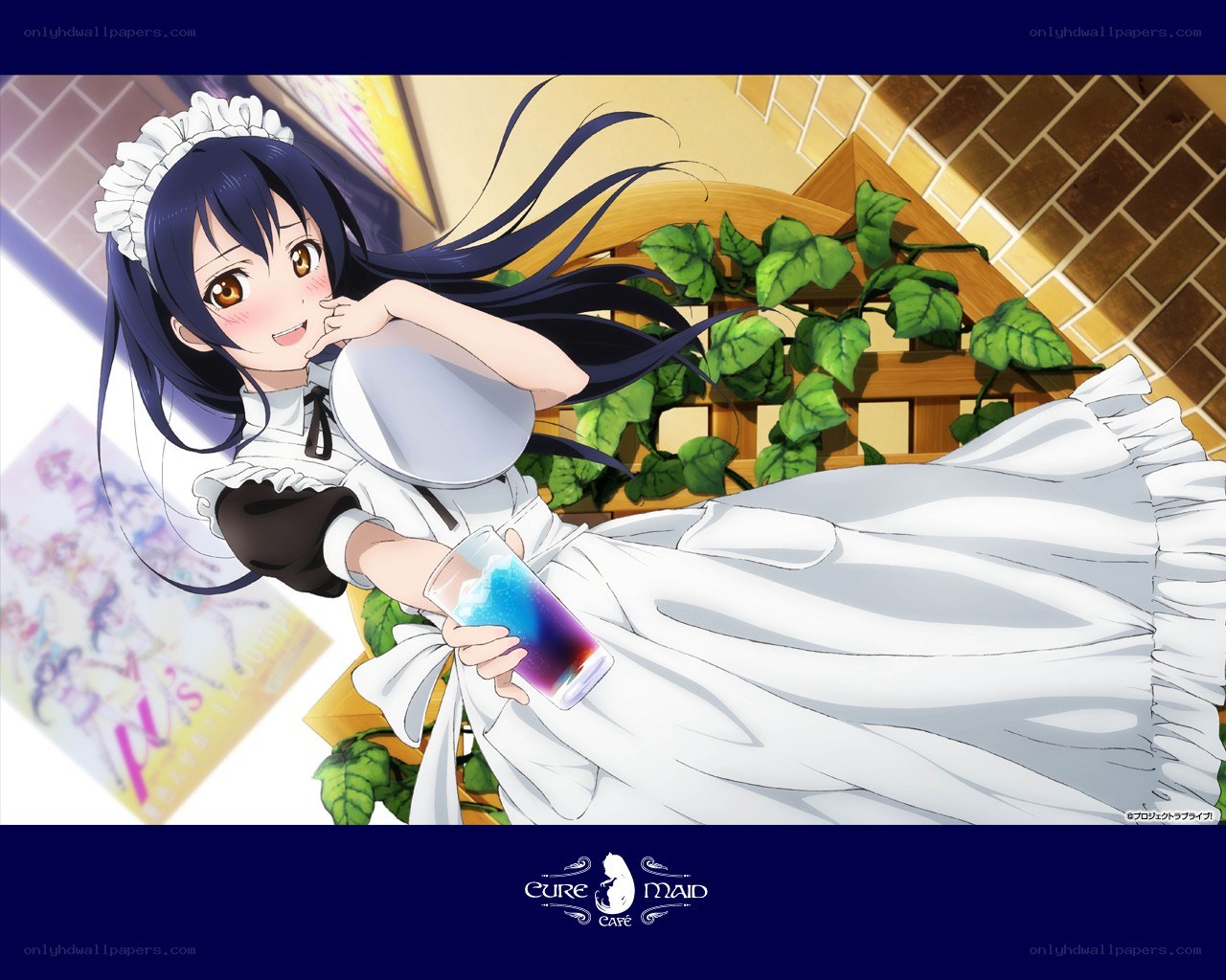 Maid character with drink