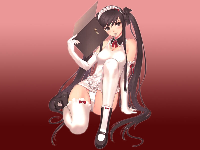 maid character with menu