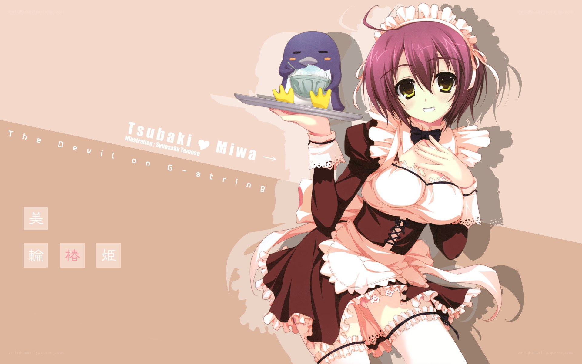 Maid character with penguin