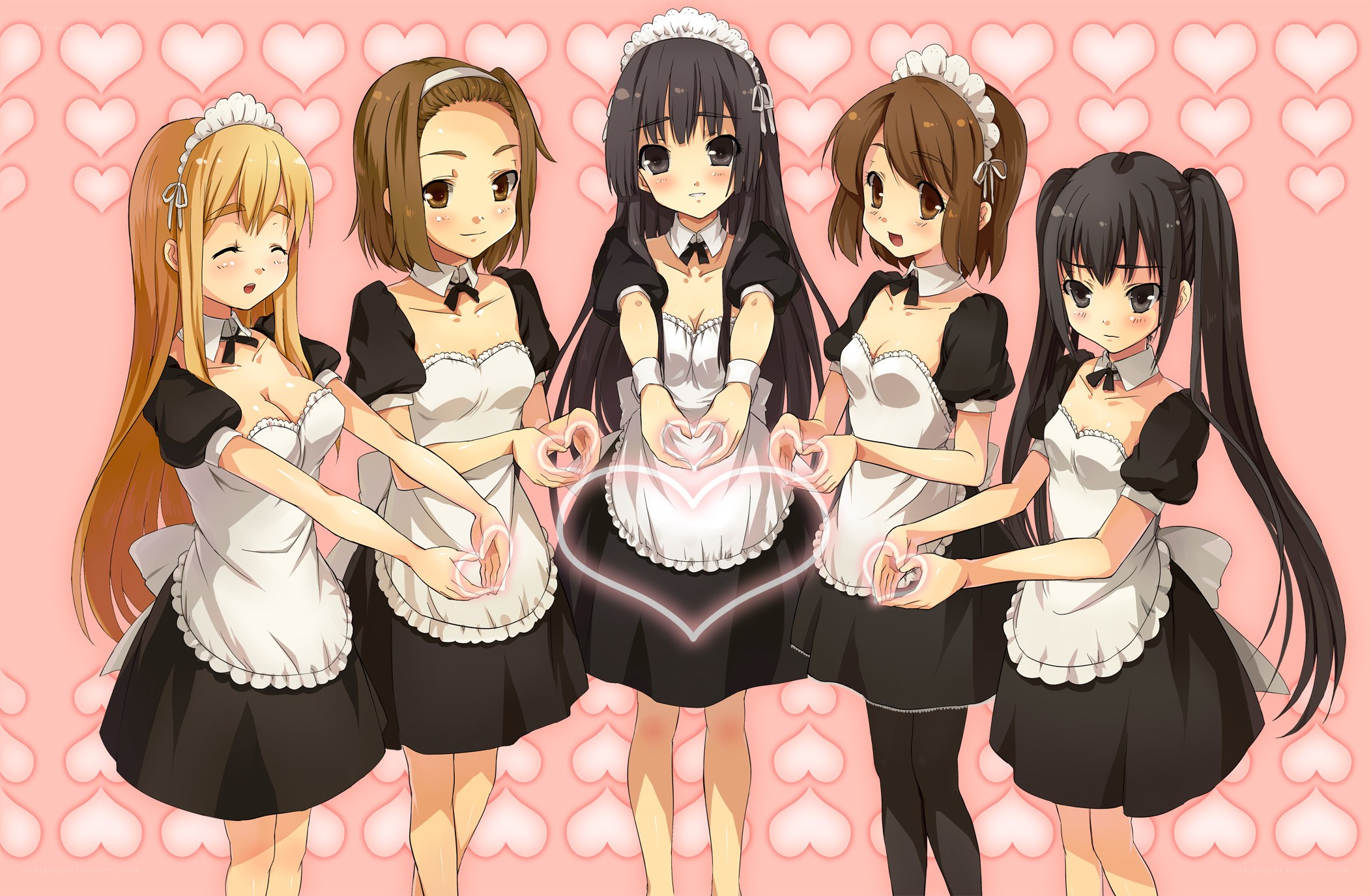 maid characters forming heart