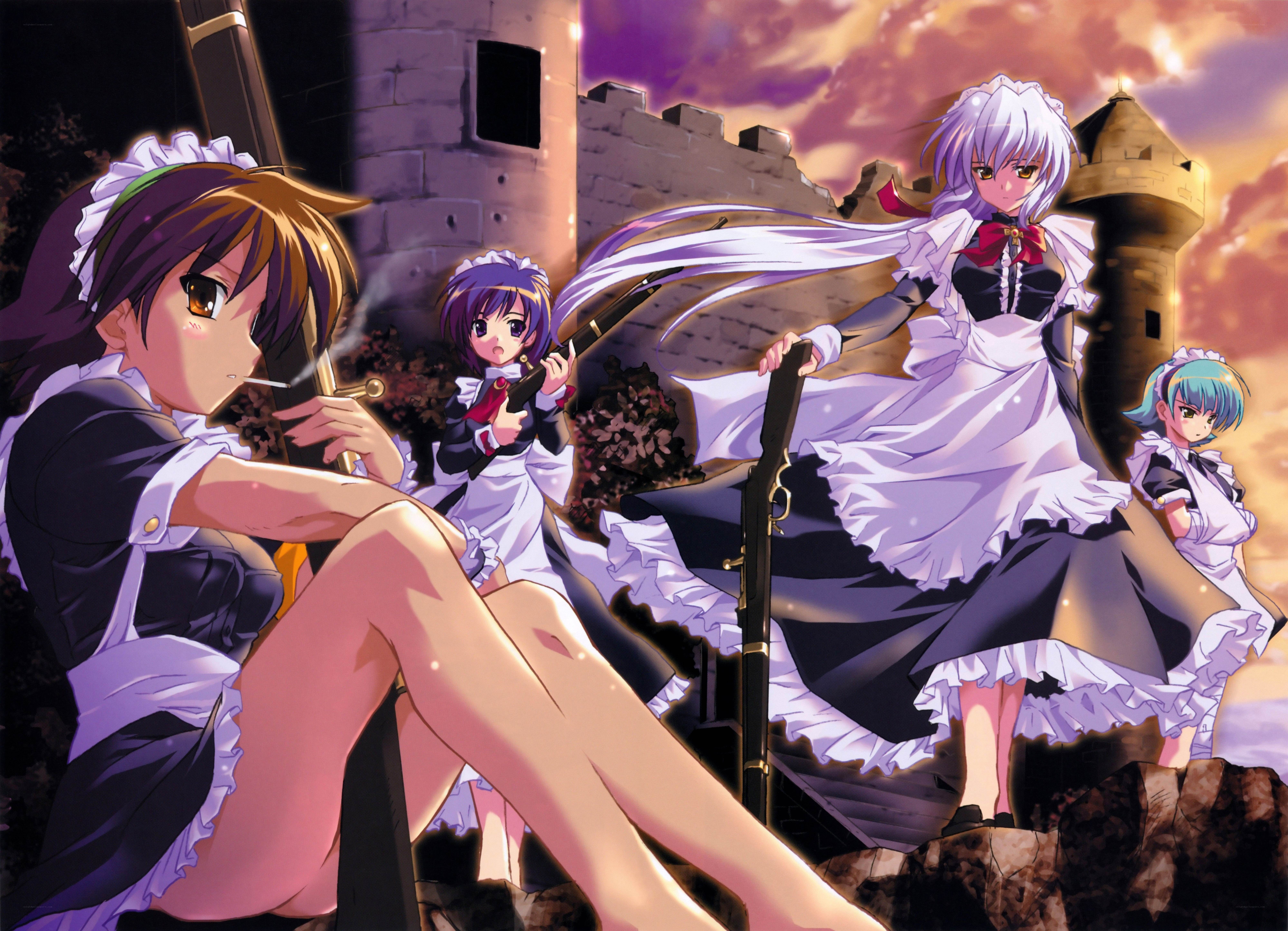 Maid characters in a castle