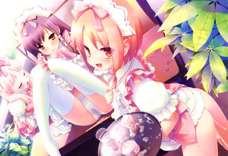 Maid characters with drinks