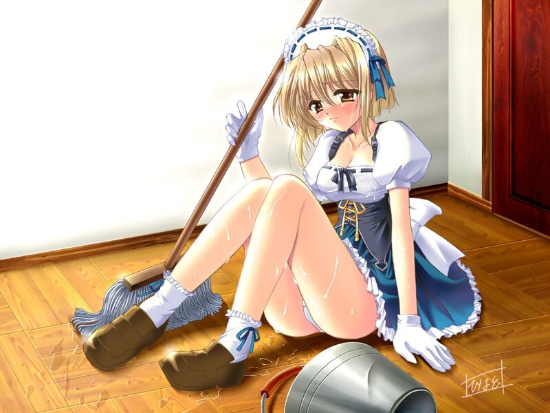 maid cleaning floor