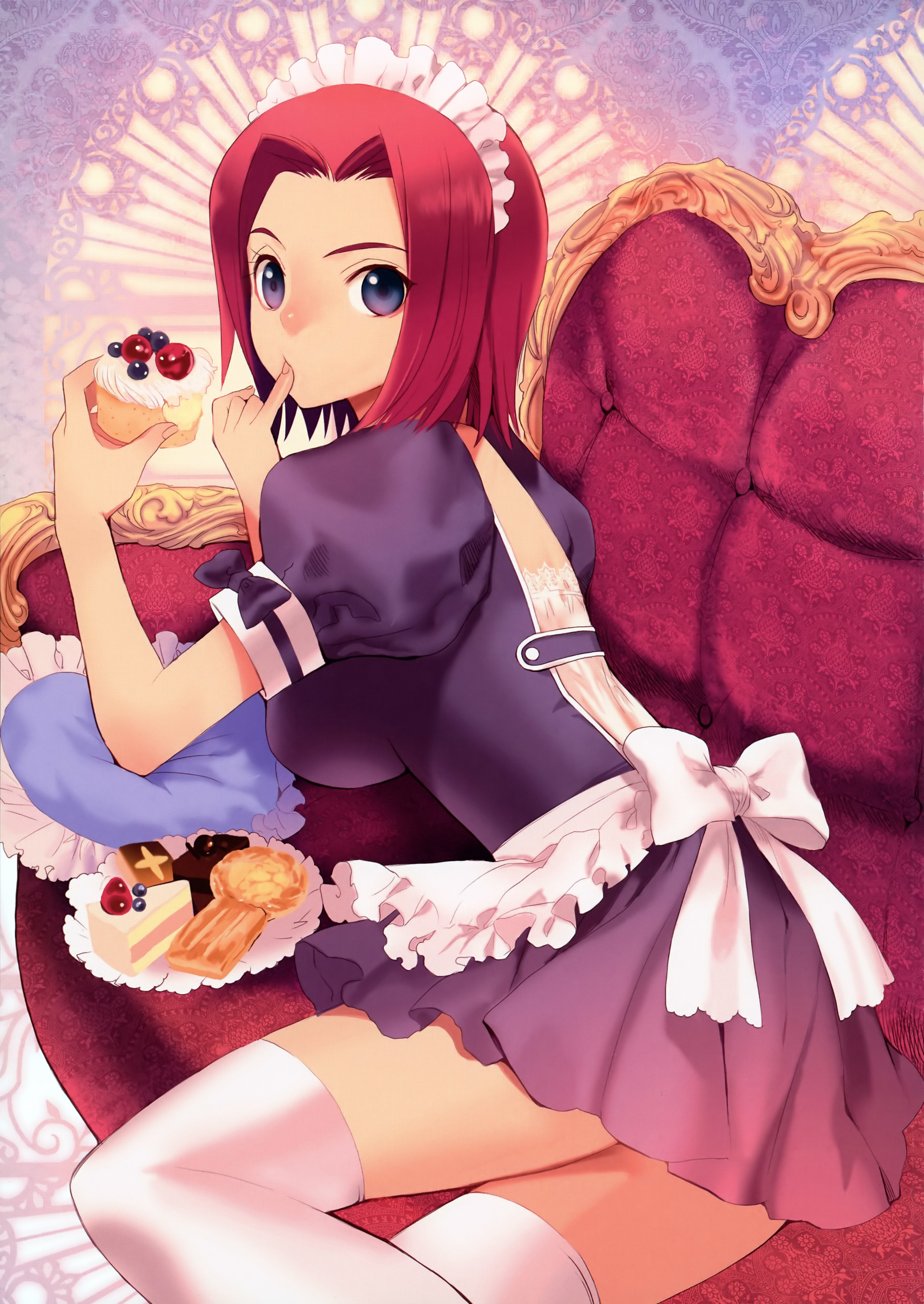 maid enjoying a pastry
