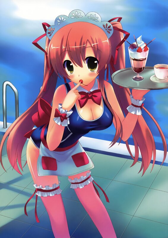maid girl with dessert