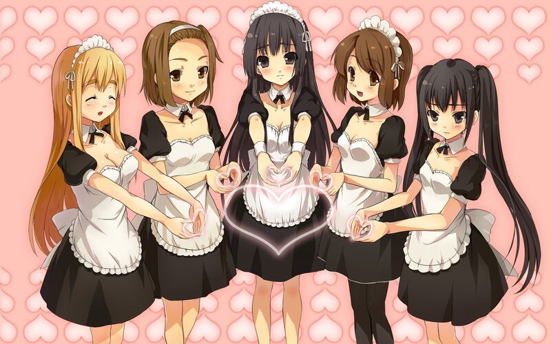 maid girls making hearts