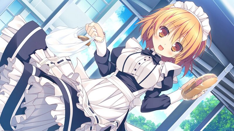 Maid Holding Hot Dog