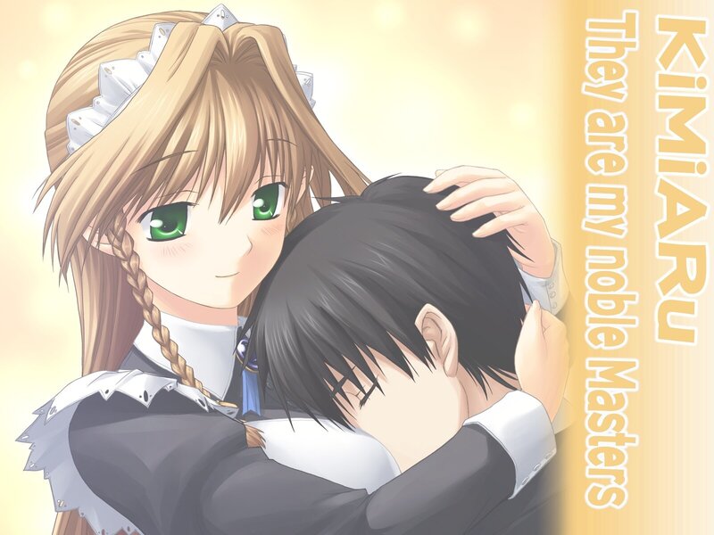 maid hugging noble master
