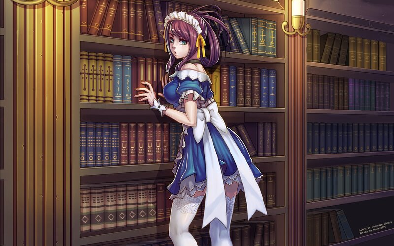 maid in a library