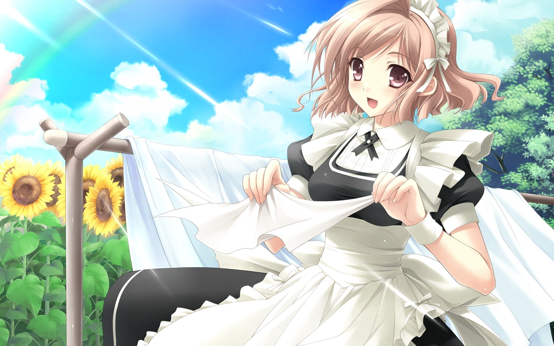 maid in sunflower field