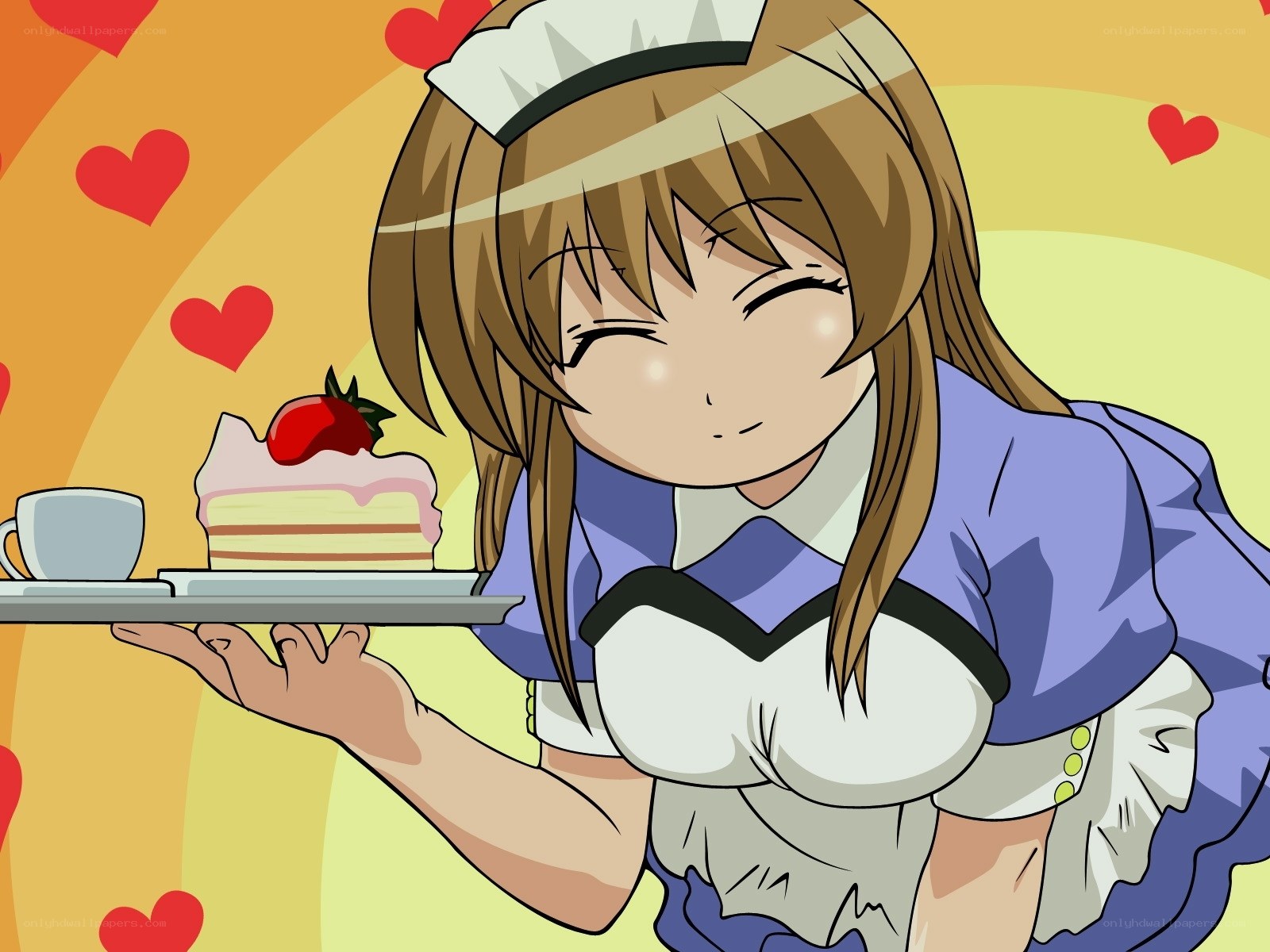 maid serving cake