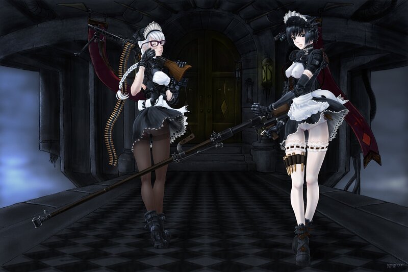 Maid soldiers with rifles