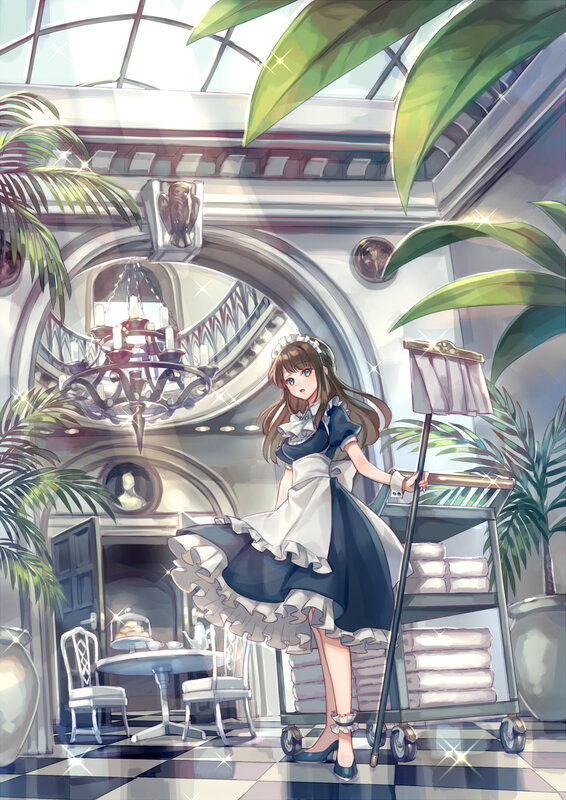 Maid with Cleaning Cart