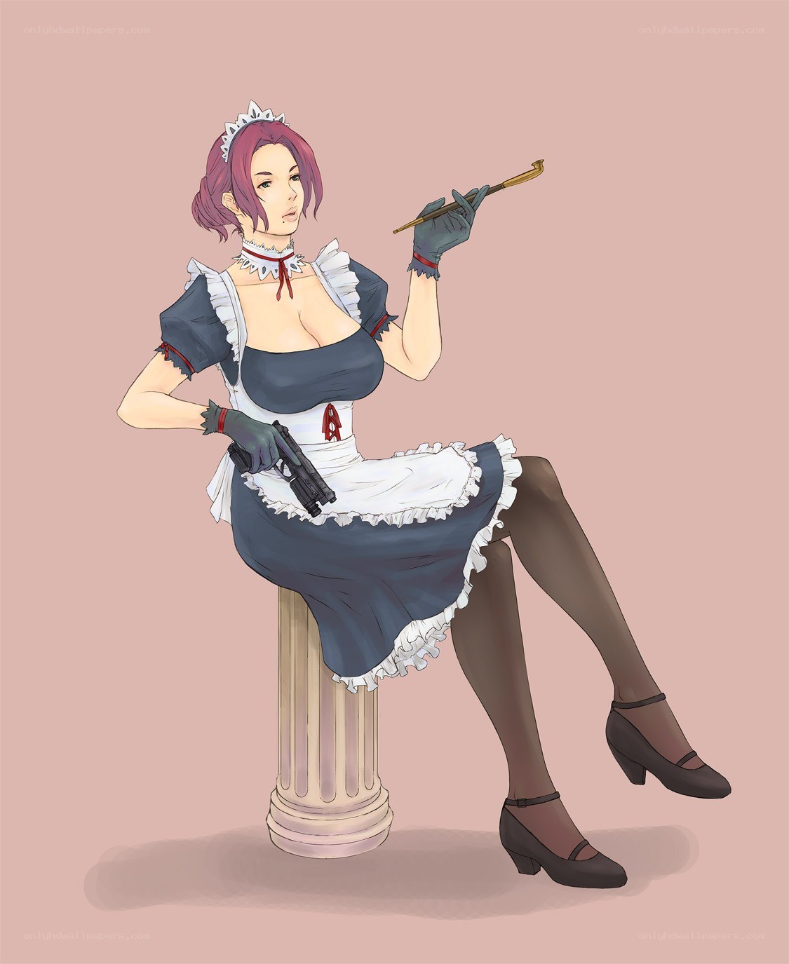 maid with gun and pipe