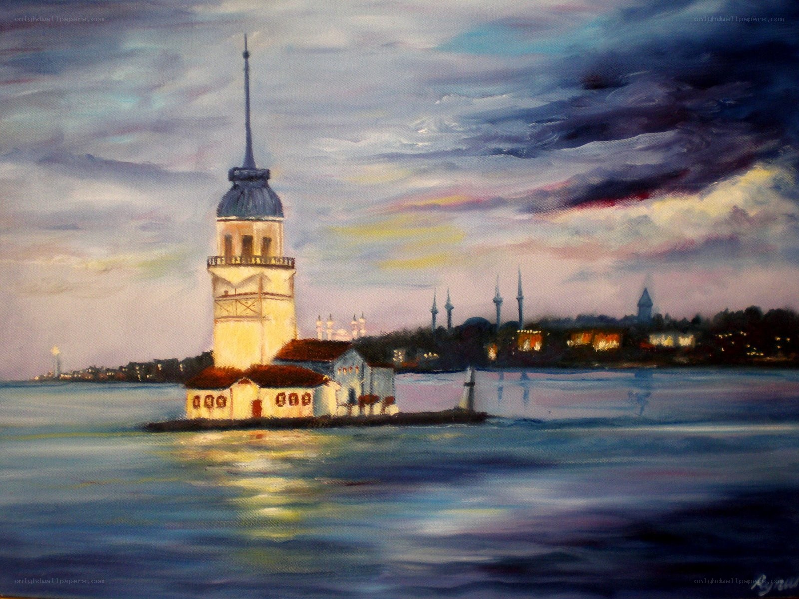 Maiden's Tower at dusk