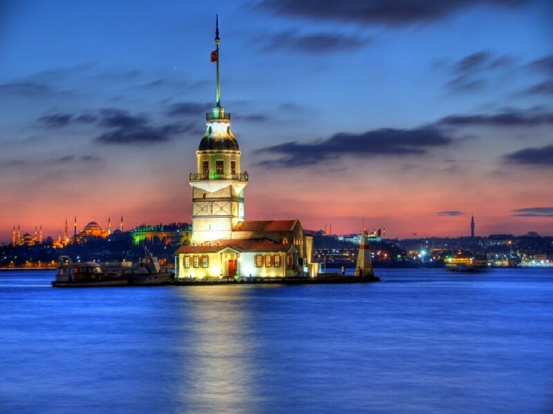 Maiden's Tower at Dusk — Blue, Dramatic, Sunset