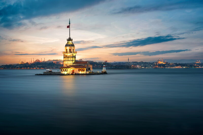 Maiden's Tower at Dusk — Blue, Serene